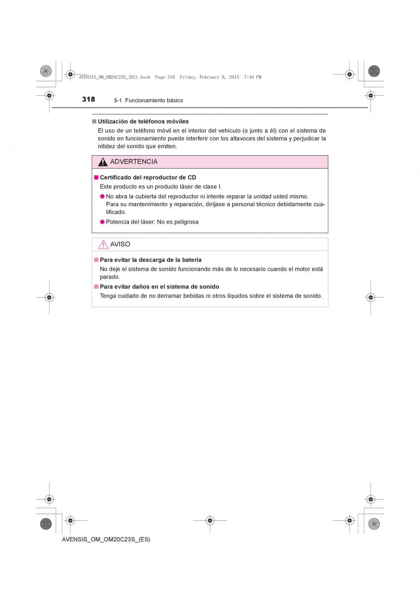 Toyota Avensis IV 4 manual del propietario / page 318