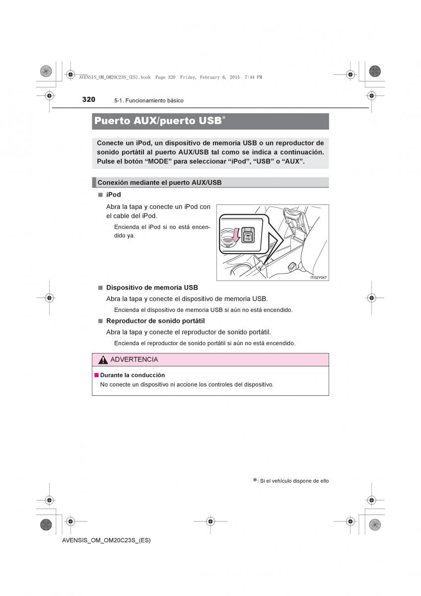 Toyota Avensis IV 4 manual del propietario / page 320