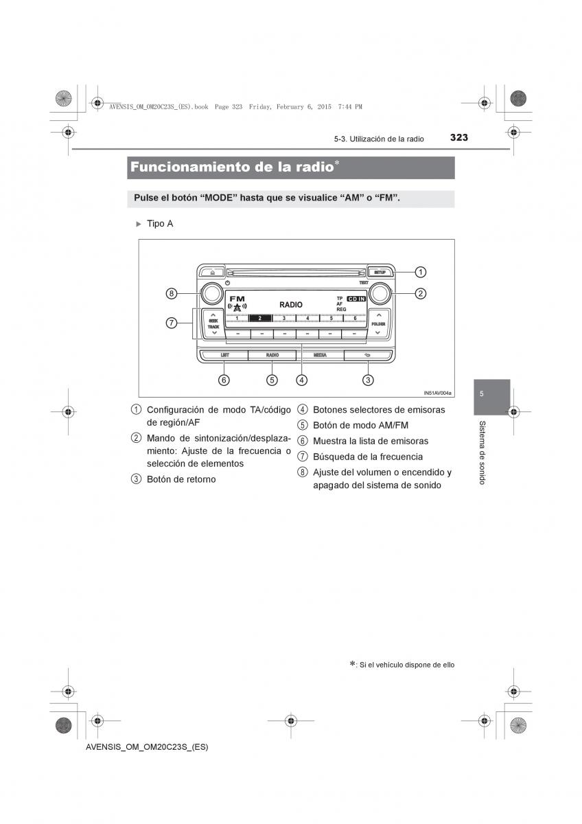 Toyota Avensis IV 4 manual del propietario / page 323