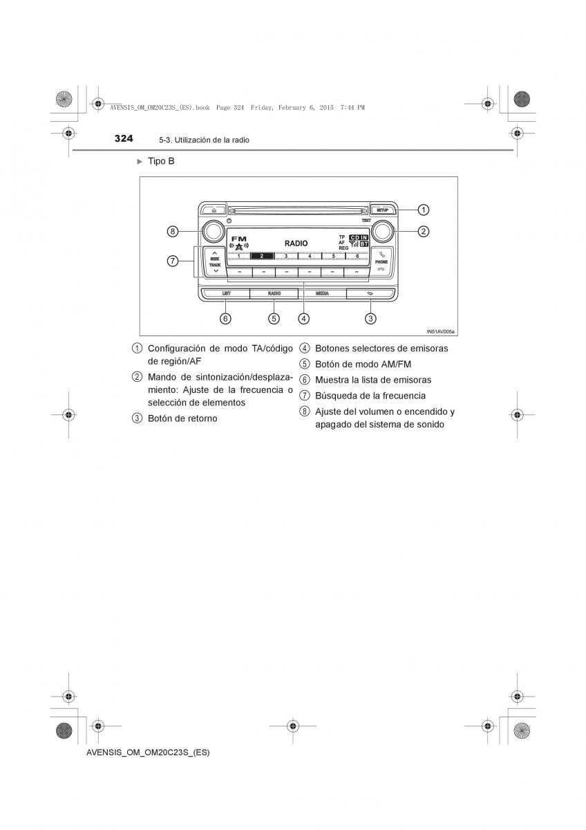 Toyota Avensis IV 4 manual del propietario / page 324