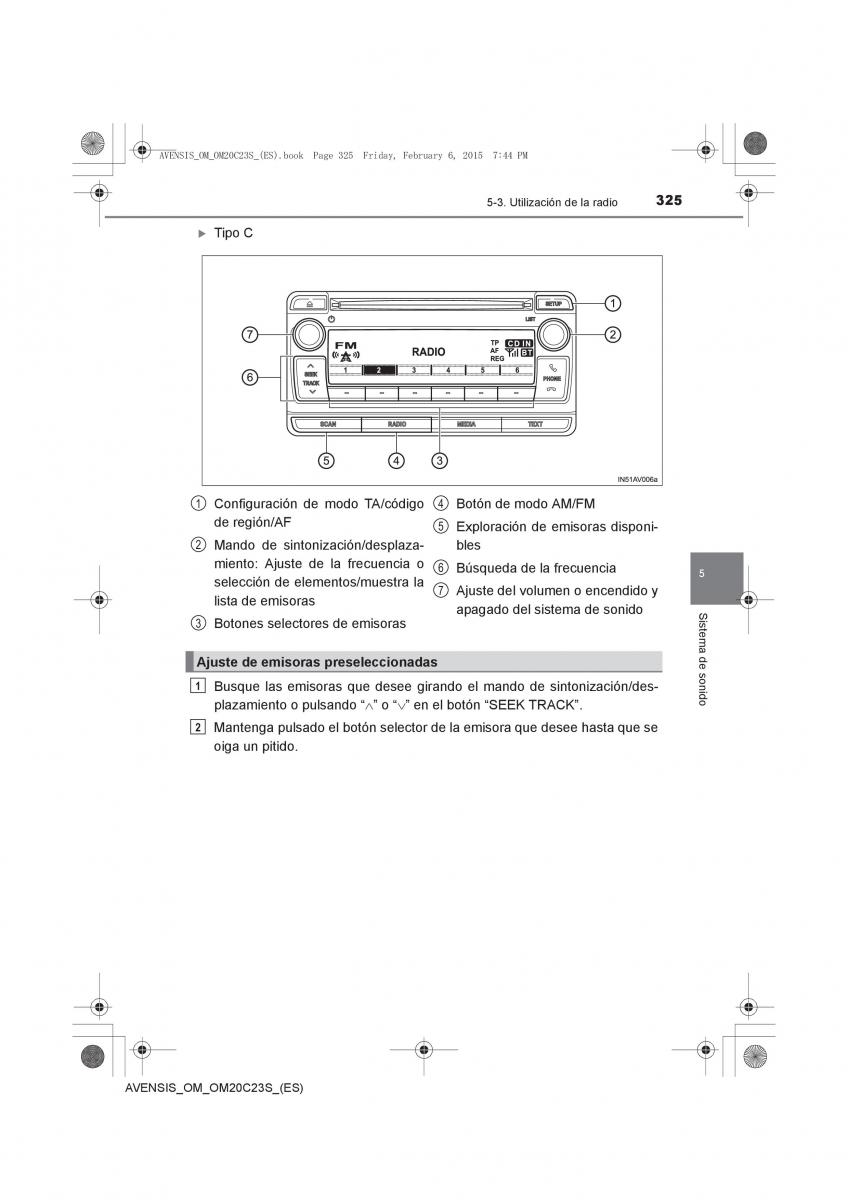 Toyota Avensis IV 4 manual del propietario / page 325