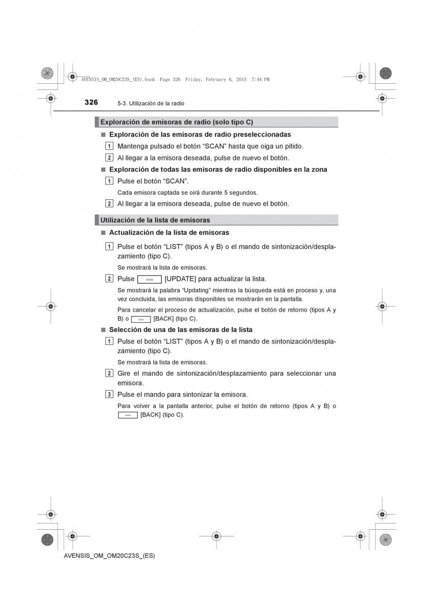 Toyota Avensis IV 4 manual del propietario / page 326