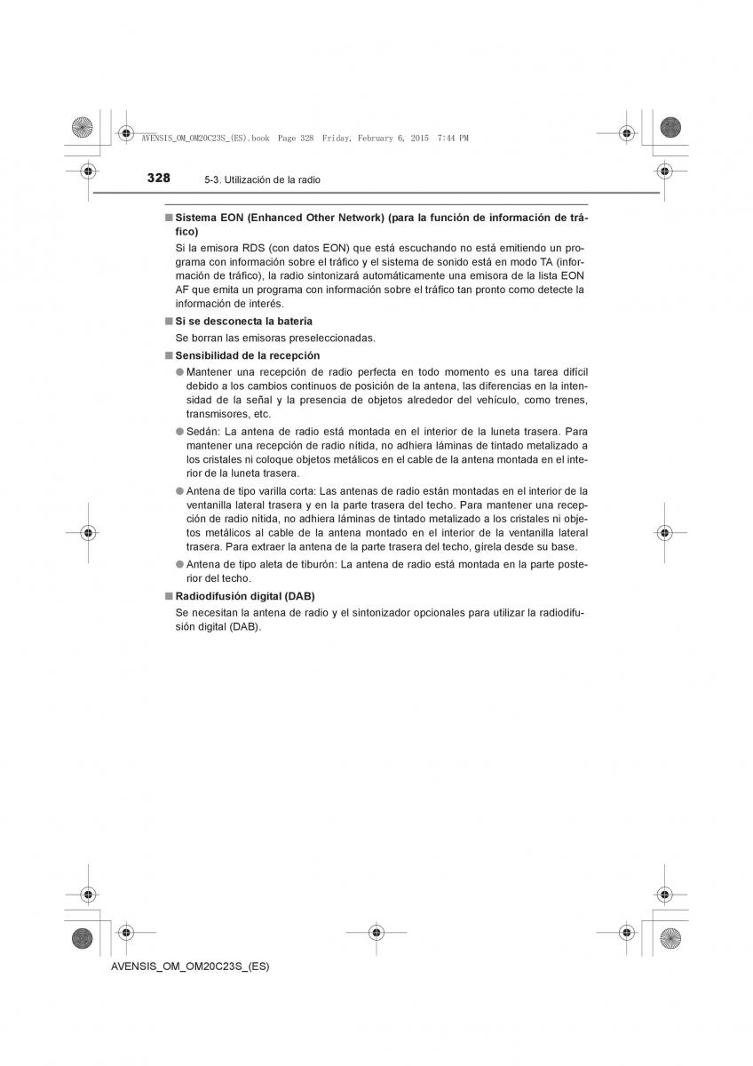 Toyota Avensis IV 4 manual del propietario / page 328