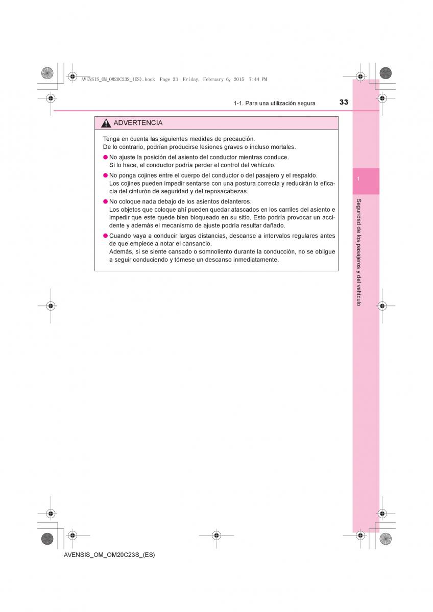 Toyota Avensis IV 4 manual del propietario / page 33