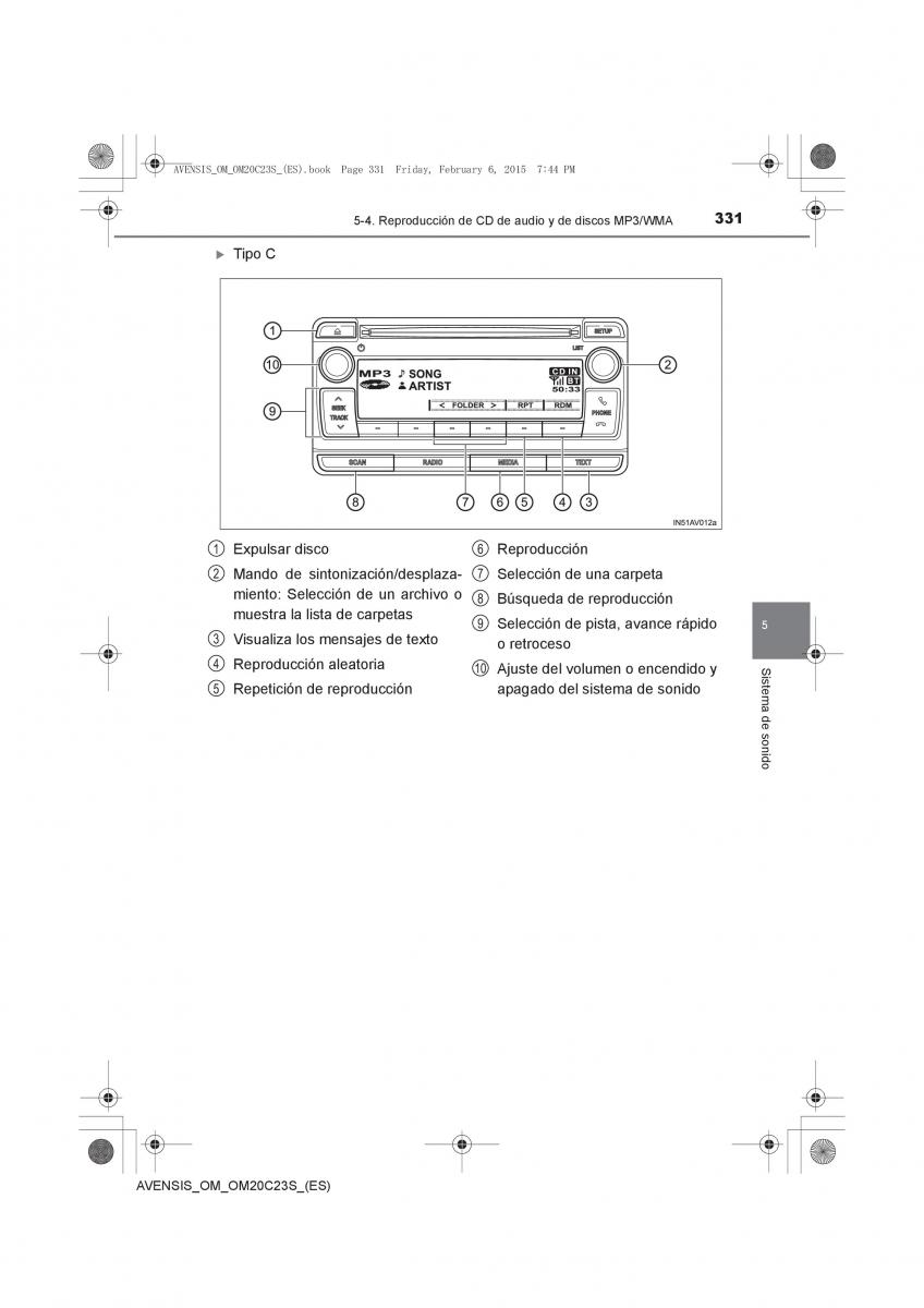 Toyota Avensis IV 4 manual del propietario / page 331