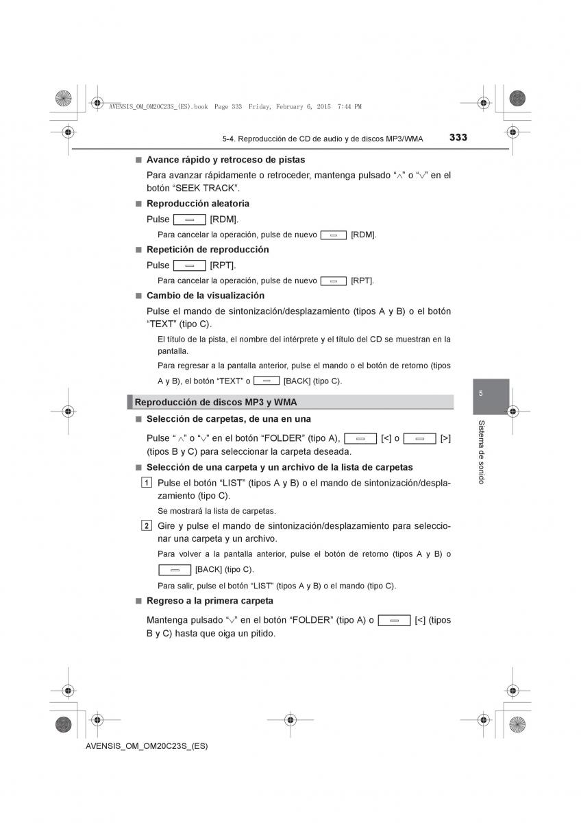 Toyota Avensis IV 4 manual del propietario / page 333