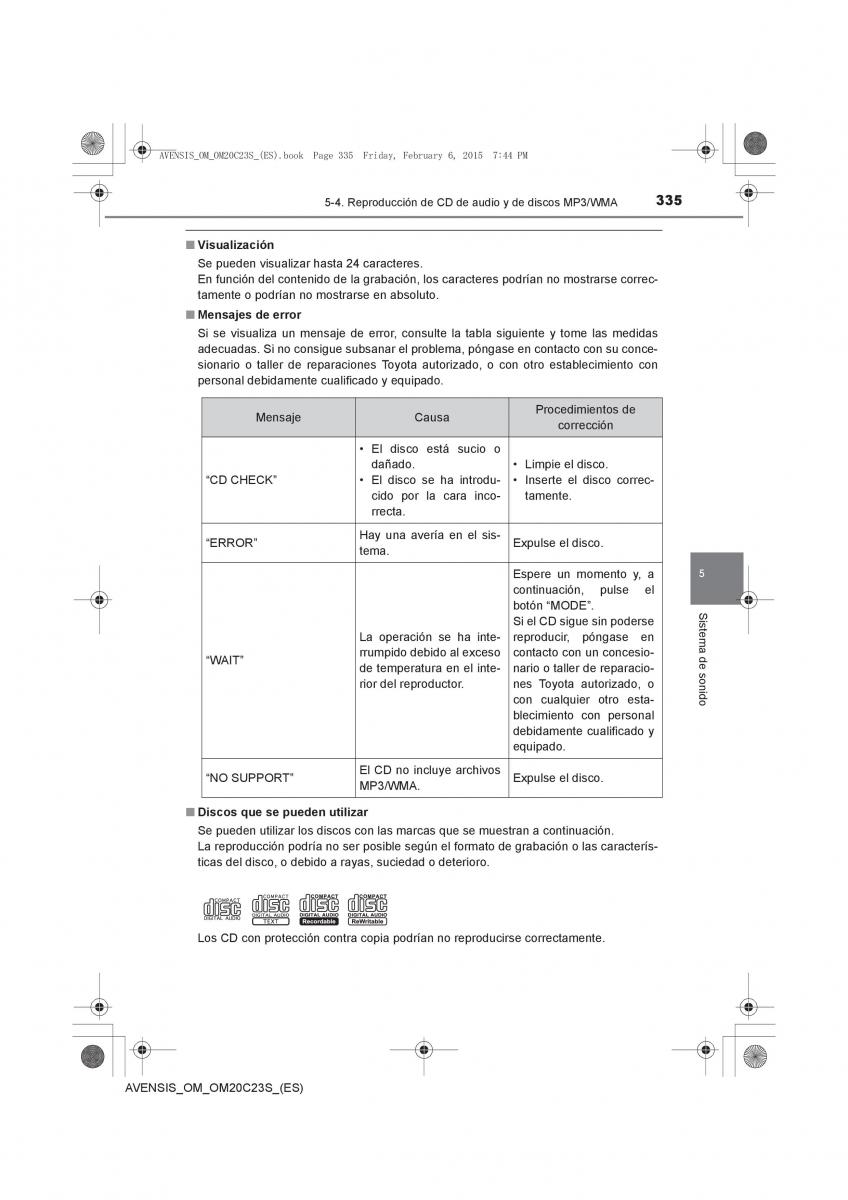 Toyota Avensis IV 4 manual del propietario / page 335