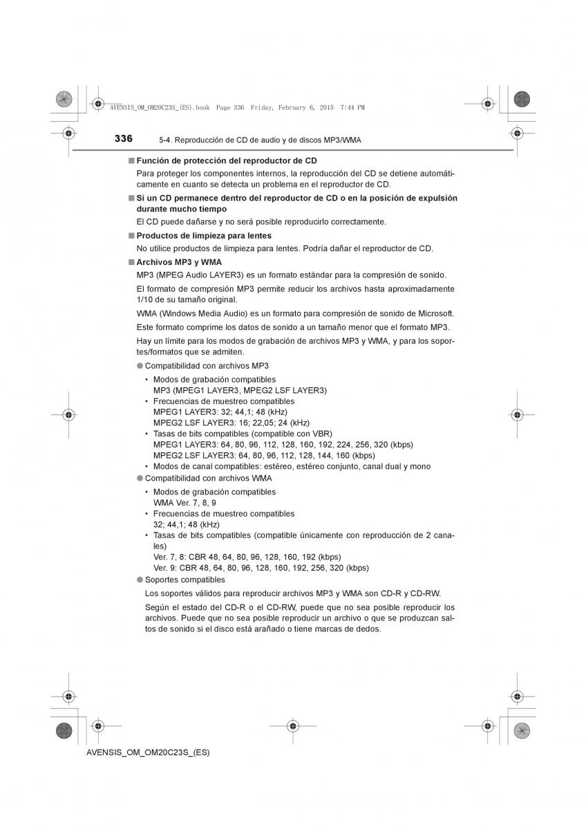 Toyota Avensis IV 4 manual del propietario / page 336