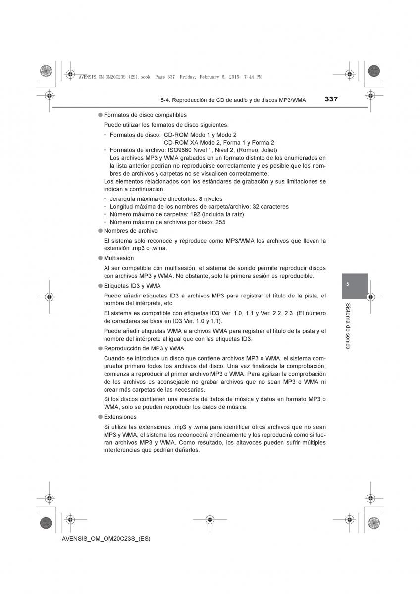 Toyota Avensis IV 4 manual del propietario / page 337