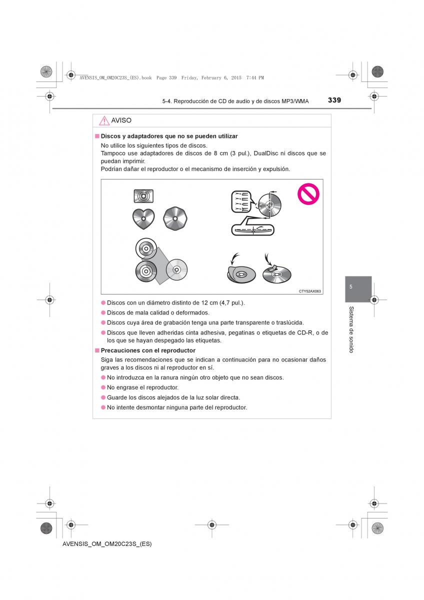 Toyota Avensis IV 4 manual del propietario / page 339