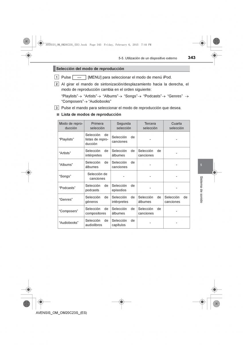 Toyota Avensis IV 4 manual del propietario / page 343