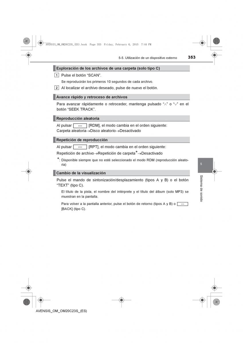 Toyota Avensis IV 4 manual del propietario / page 353