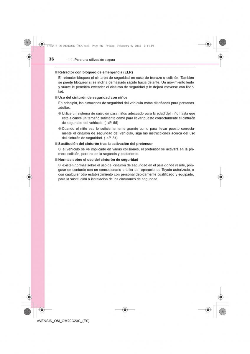 Toyota Avensis IV 4 manual del propietario / page 36