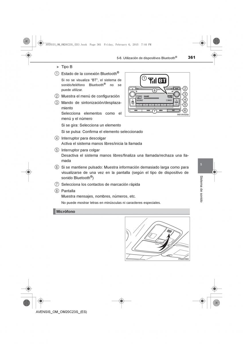 Toyota Avensis IV 4 manual del propietario / page 361