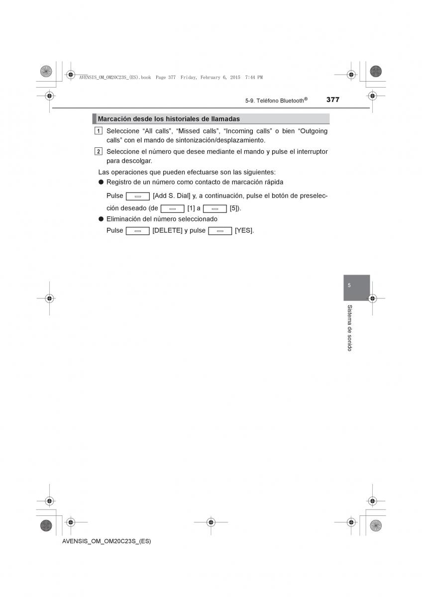 Toyota Avensis IV 4 manual del propietario / page 377