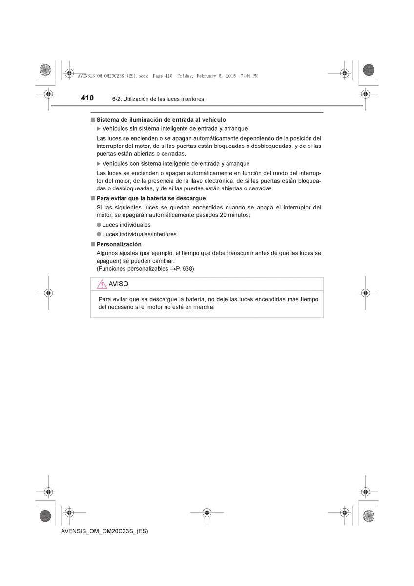 Toyota Avensis IV 4 manual del propietario / page 410