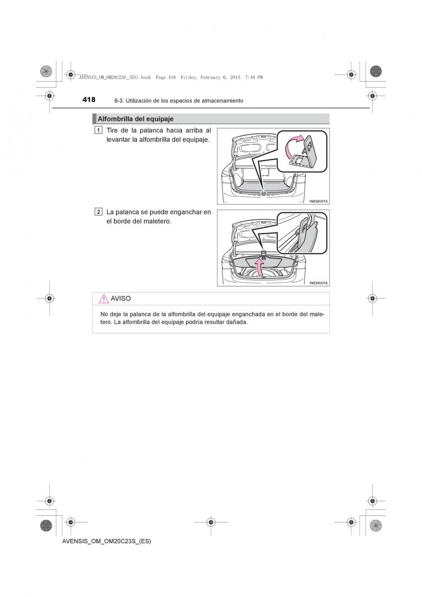 Toyota Avensis IV 4 manual del propietario / page 418