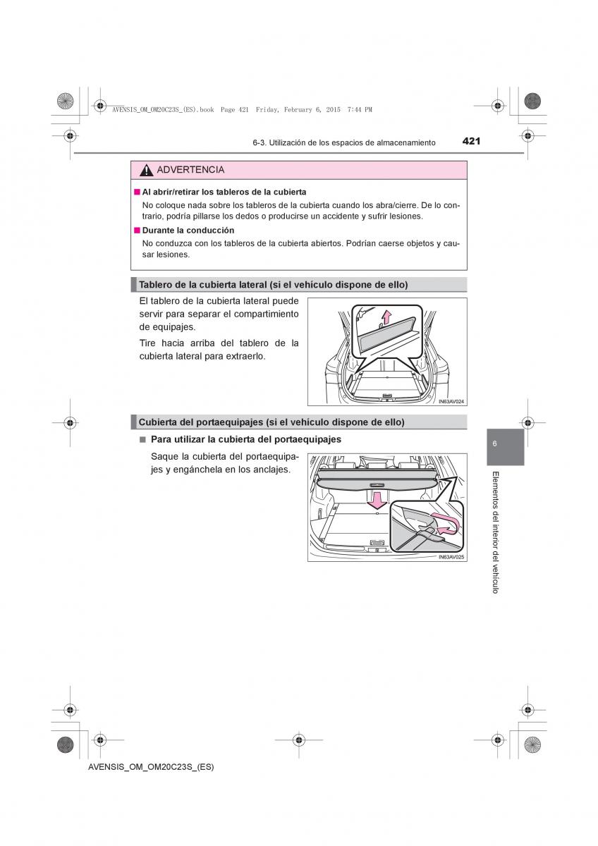 Toyota Avensis IV 4 manual del propietario / page 421