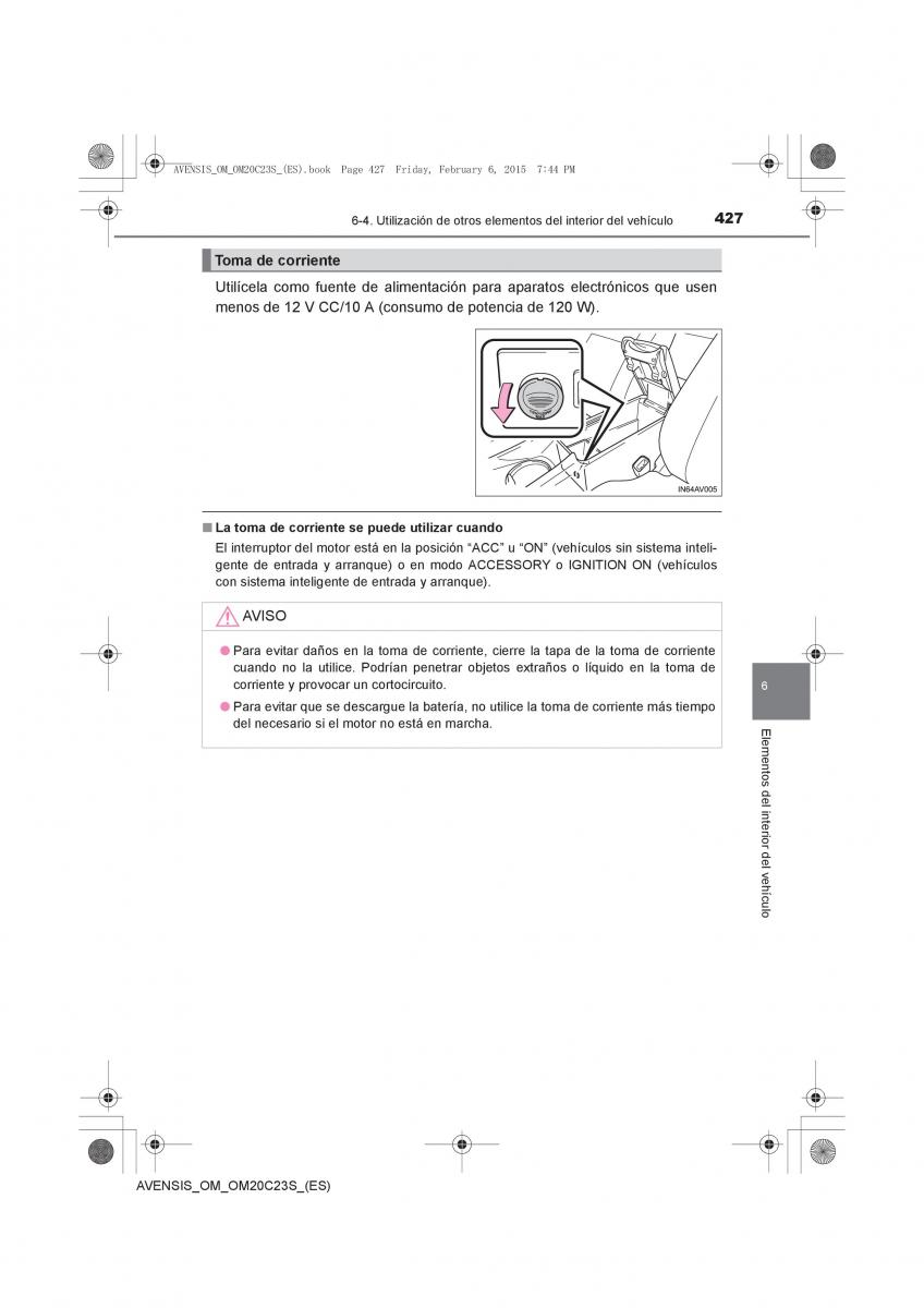 Toyota Avensis IV 4 manual del propietario / page 427