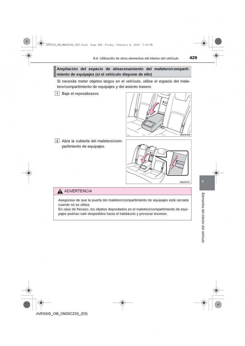 Toyota Avensis IV 4 manual del propietario / page 429