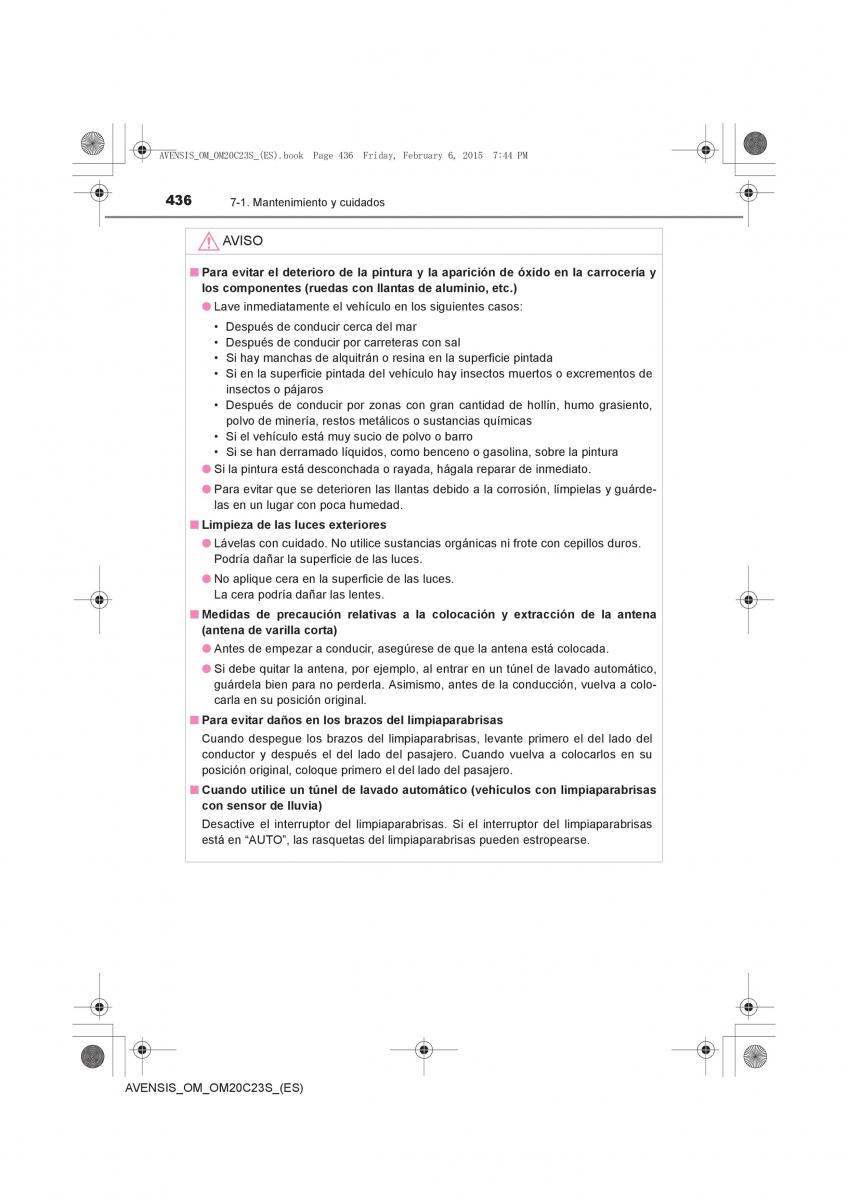 Toyota Avensis IV 4 manual del propietario / page 436