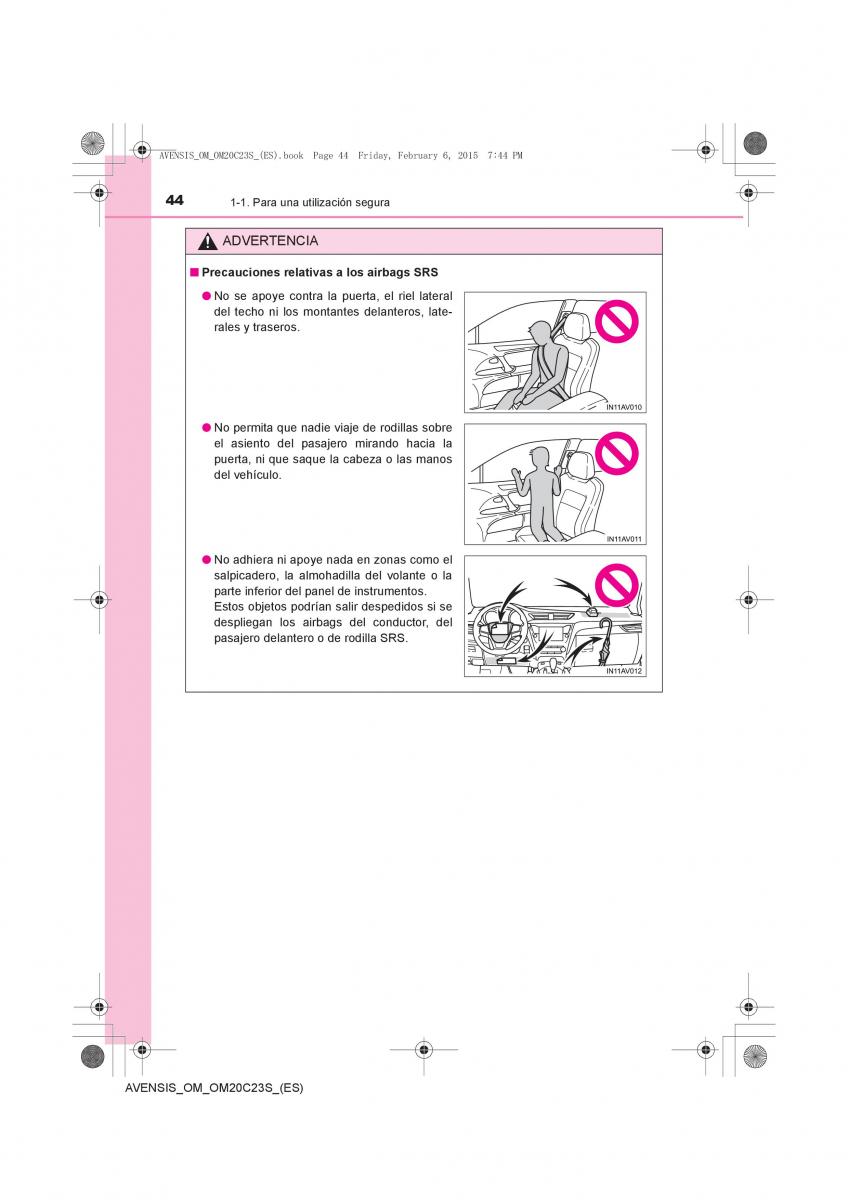 Toyota Avensis IV 4 manual del propietario / page 44