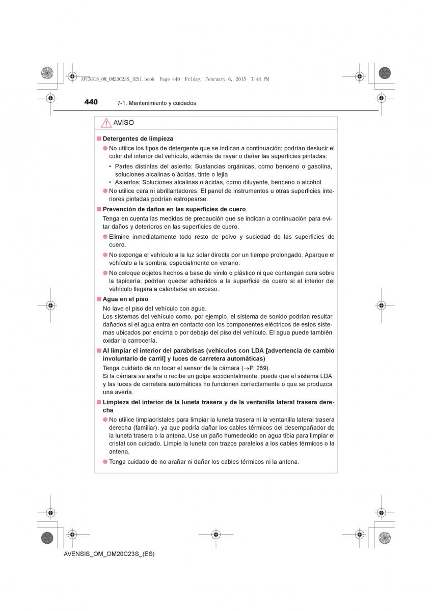 Toyota Avensis IV 4 manual del propietario / page 440