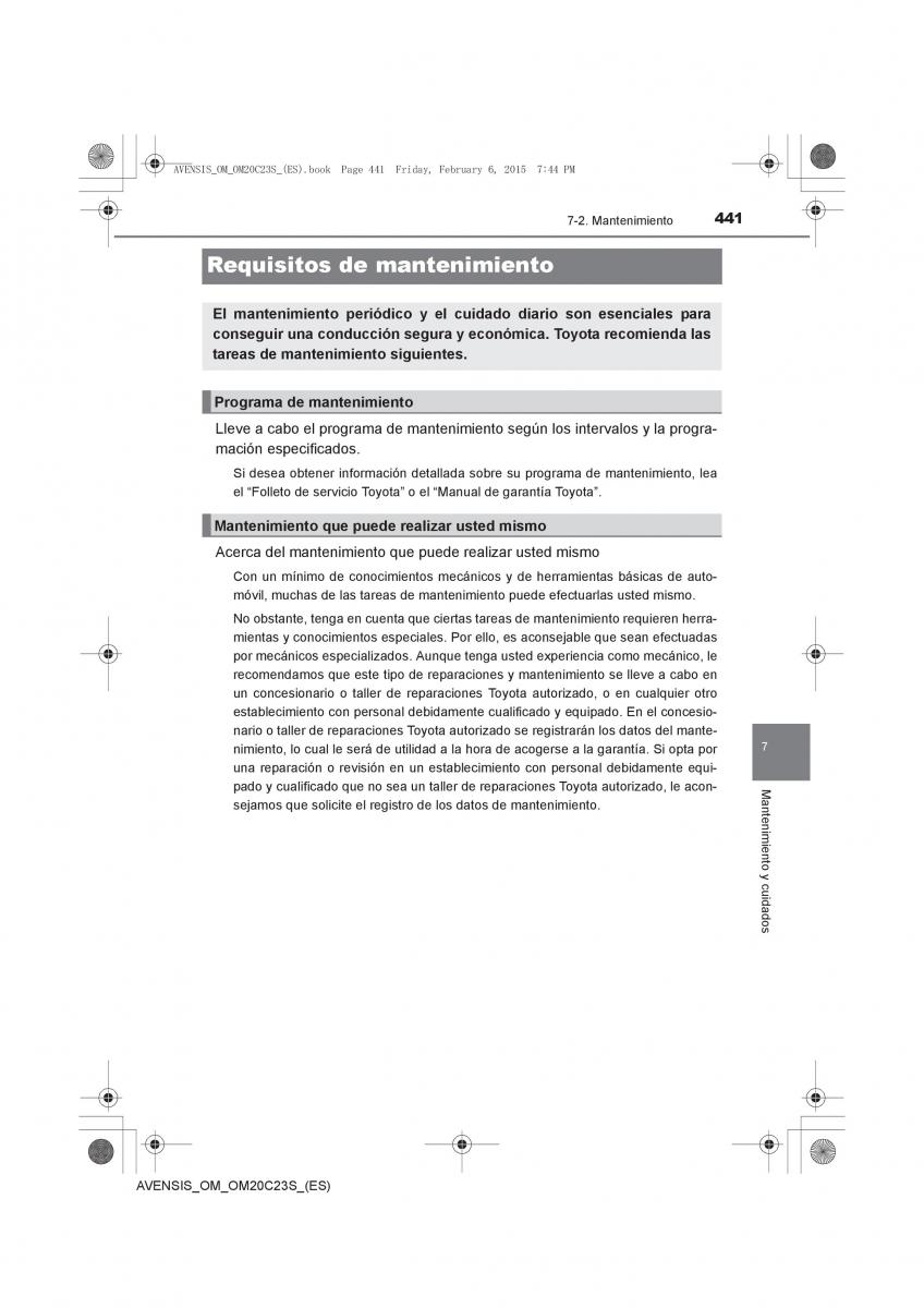 Toyota Avensis IV 4 manual del propietario / page 441