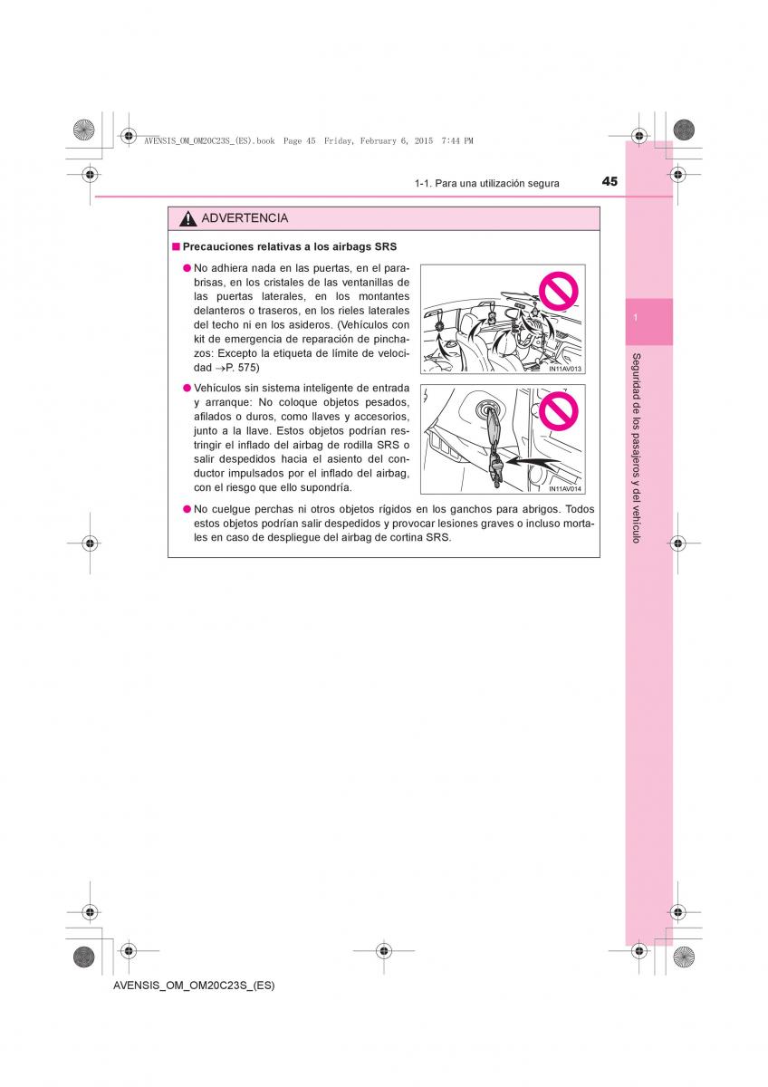 Toyota Avensis IV 4 manual del propietario / page 45