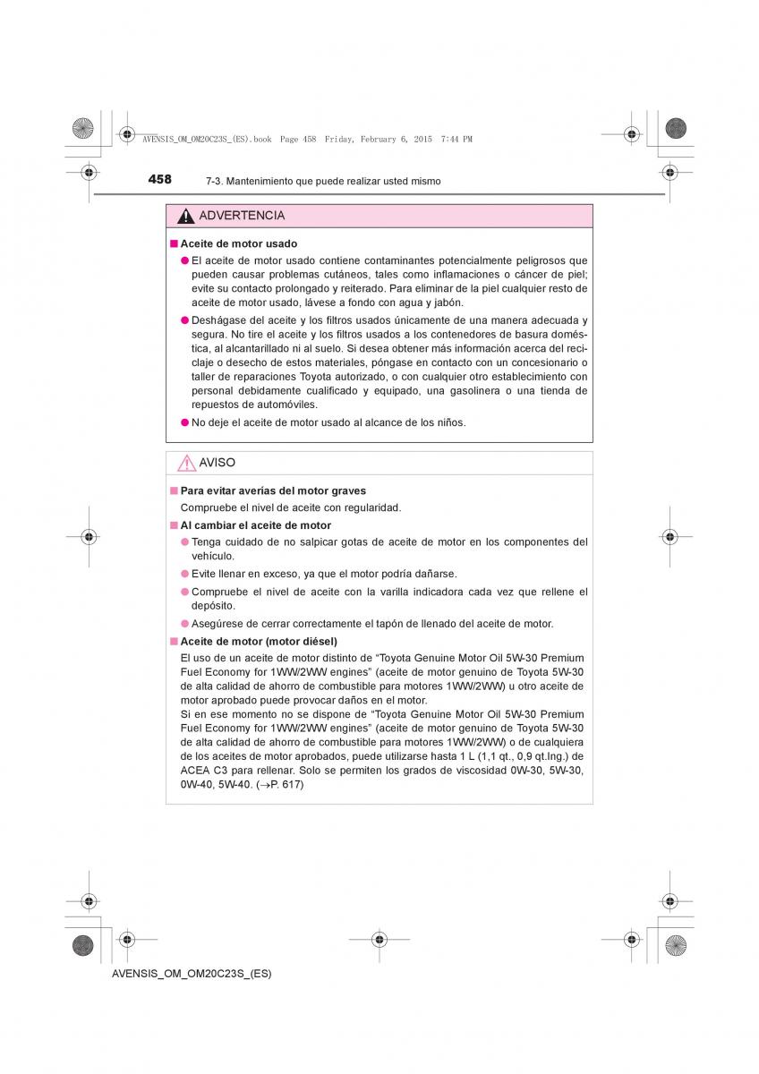 Toyota Avensis IV 4 manual del propietario / page 458