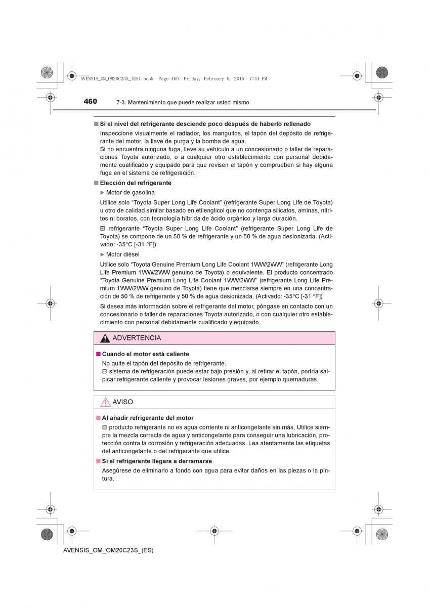 Toyota Avensis IV 4 manual del propietario / page 460