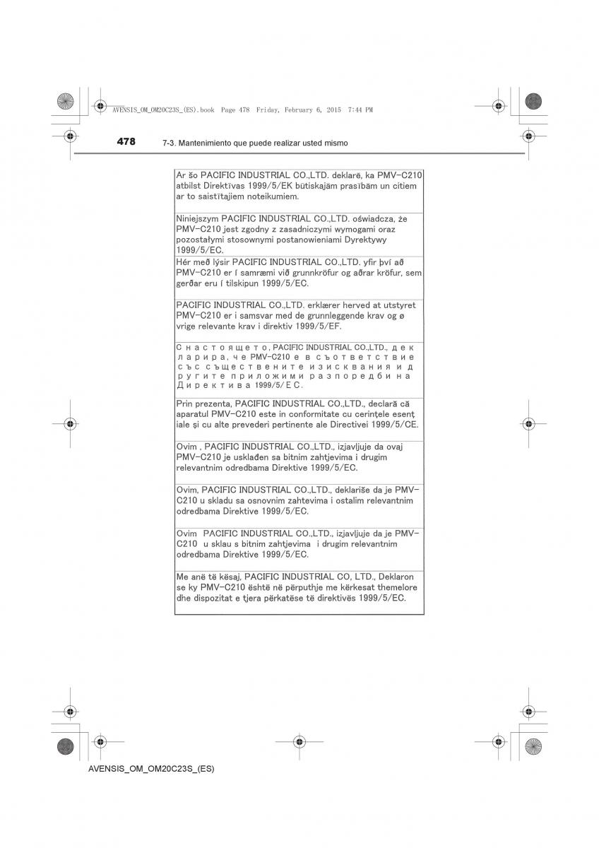 Toyota Avensis IV 4 manual del propietario / page 478