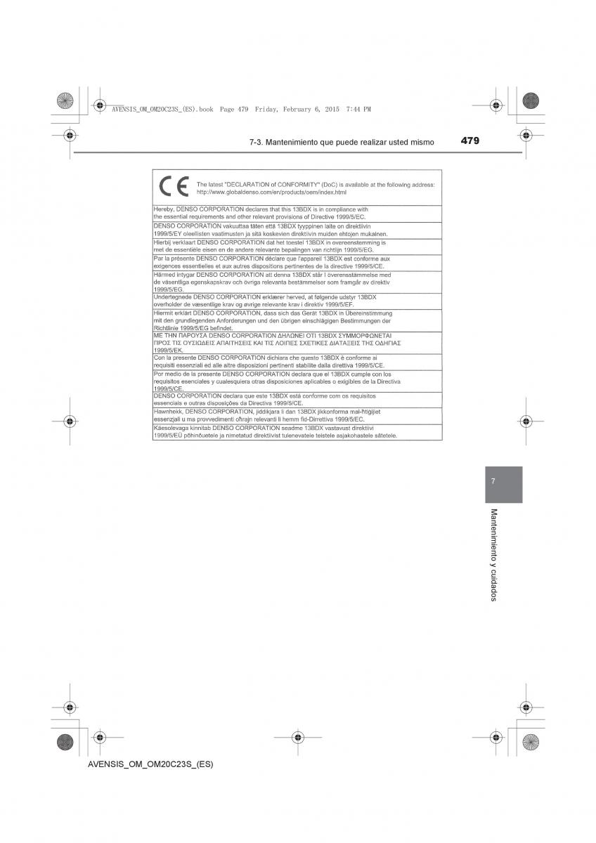 Toyota Avensis IV 4 manual del propietario / page 479