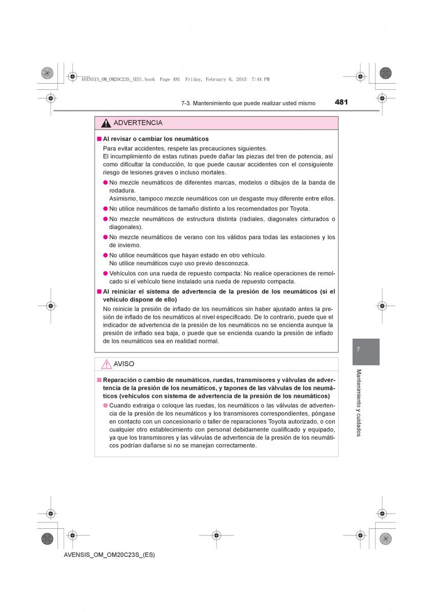 Toyota Avensis IV 4 manual del propietario / page 481