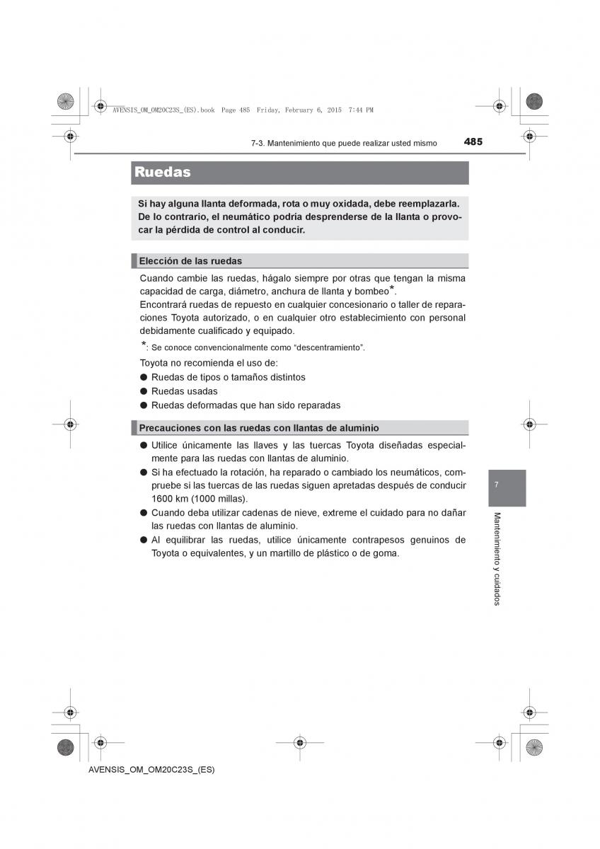 Toyota Avensis IV 4 manual del propietario / page 485