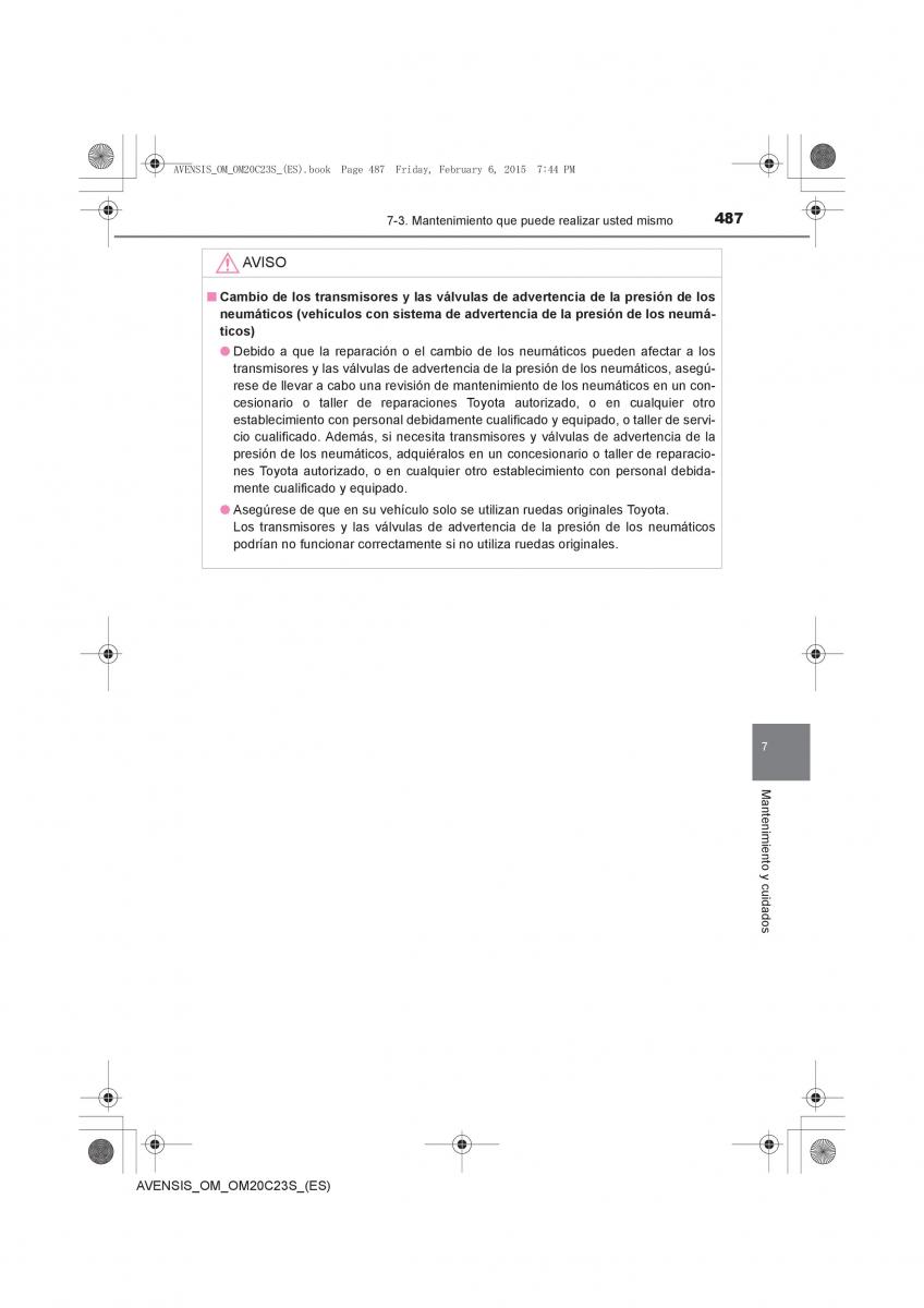 Toyota Avensis IV 4 manual del propietario / page 487