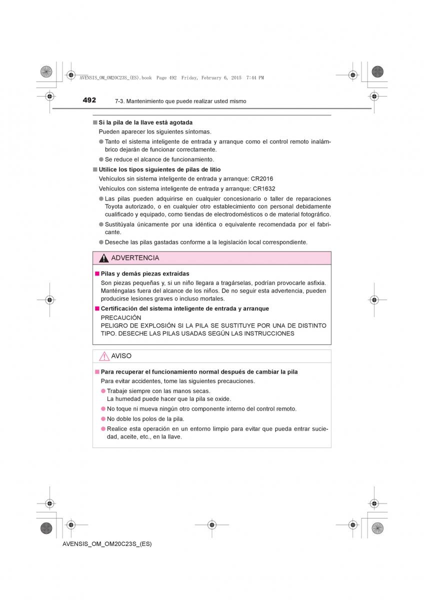 Toyota Avensis IV 4 manual del propietario / page 492