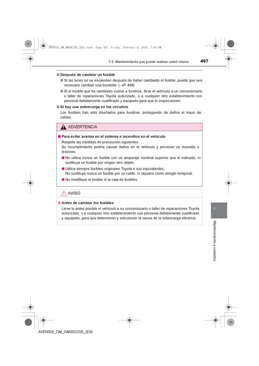 Toyota Avensis IV 4 manual del propietario / page 497