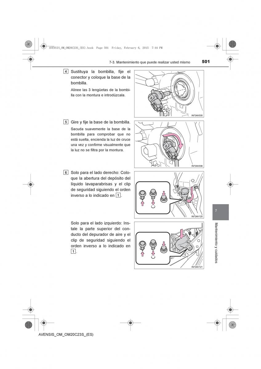 Toyota Avensis IV 4 manual del propietario / page 501