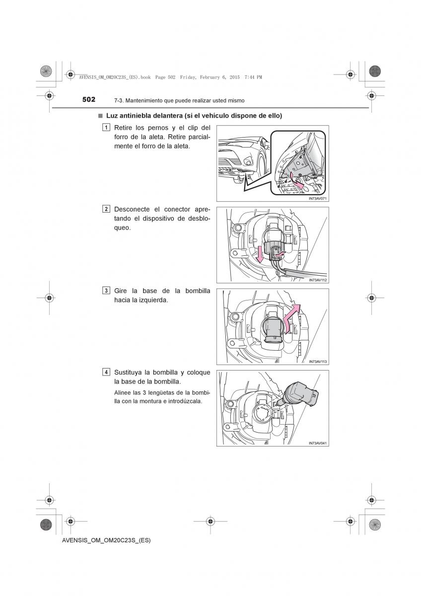 Toyota Avensis IV 4 manual del propietario / page 502