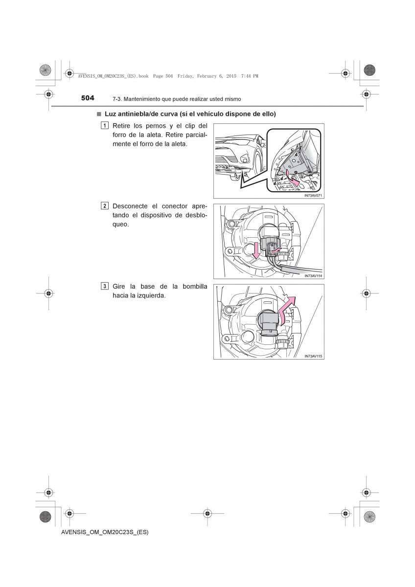 Toyota Avensis IV 4 manual del propietario / page 504