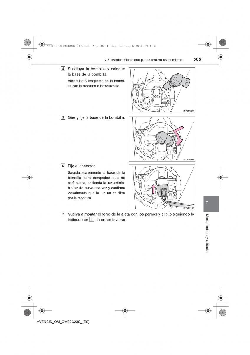 Toyota Avensis IV 4 manual del propietario / page 505