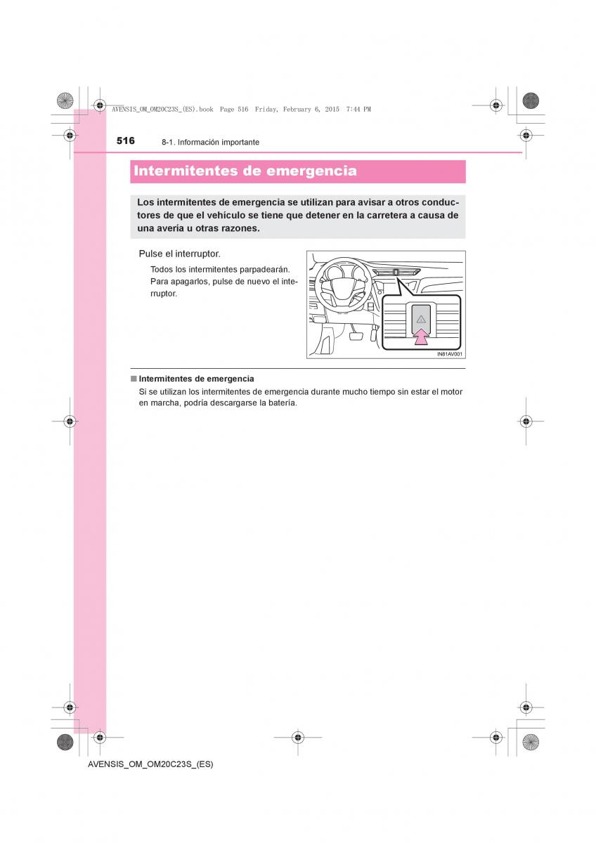 Toyota Avensis IV 4 manual del propietario / page 516