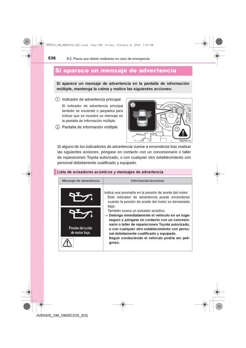 Toyota Avensis IV 4 manual del propietario / page 536