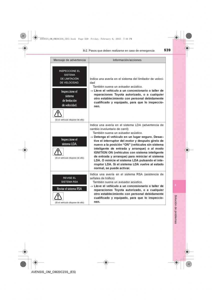 Toyota Avensis IV 4 manual del propietario / page 539