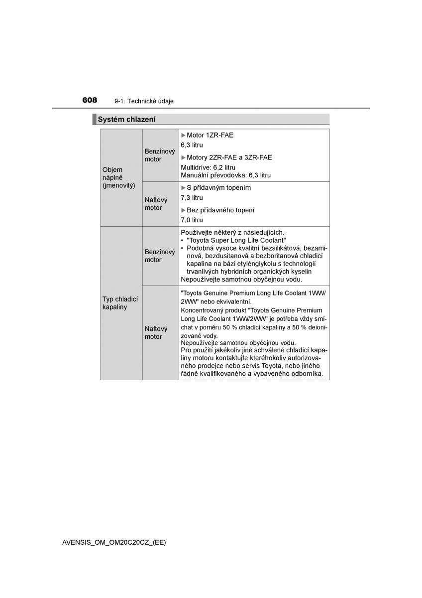 Toyota Avensis IV 4 navod k obsludze / page 608