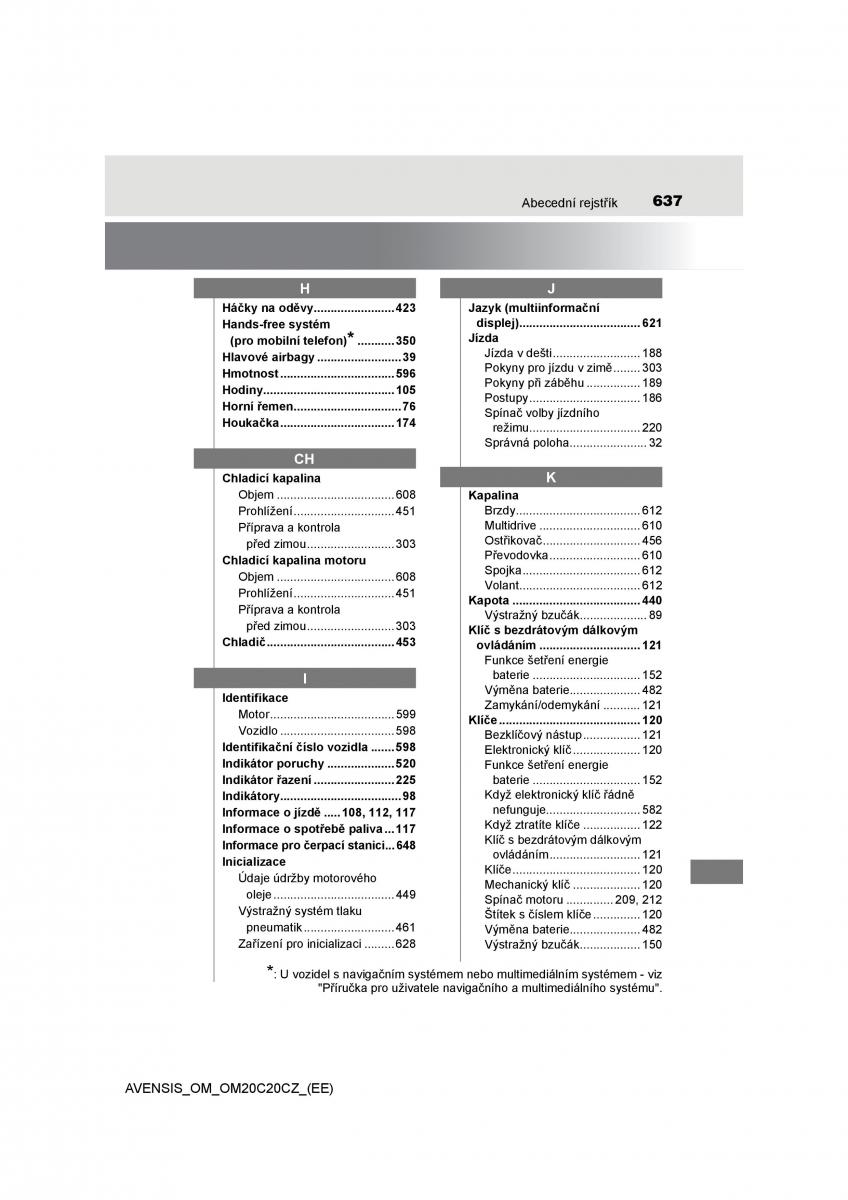 Toyota Avensis IV 4 navod k obsludze / page 637