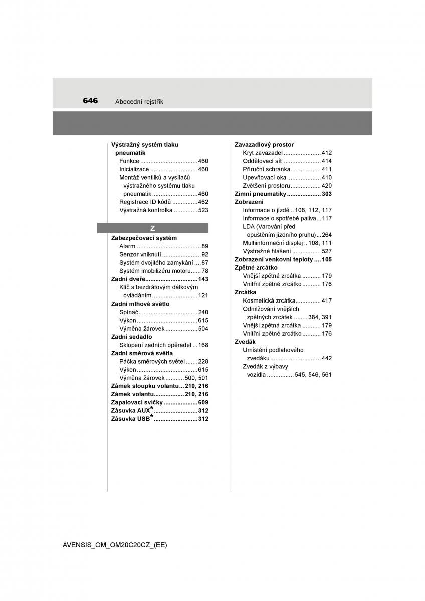 Toyota Avensis IV 4 navod k obsludze / page 646