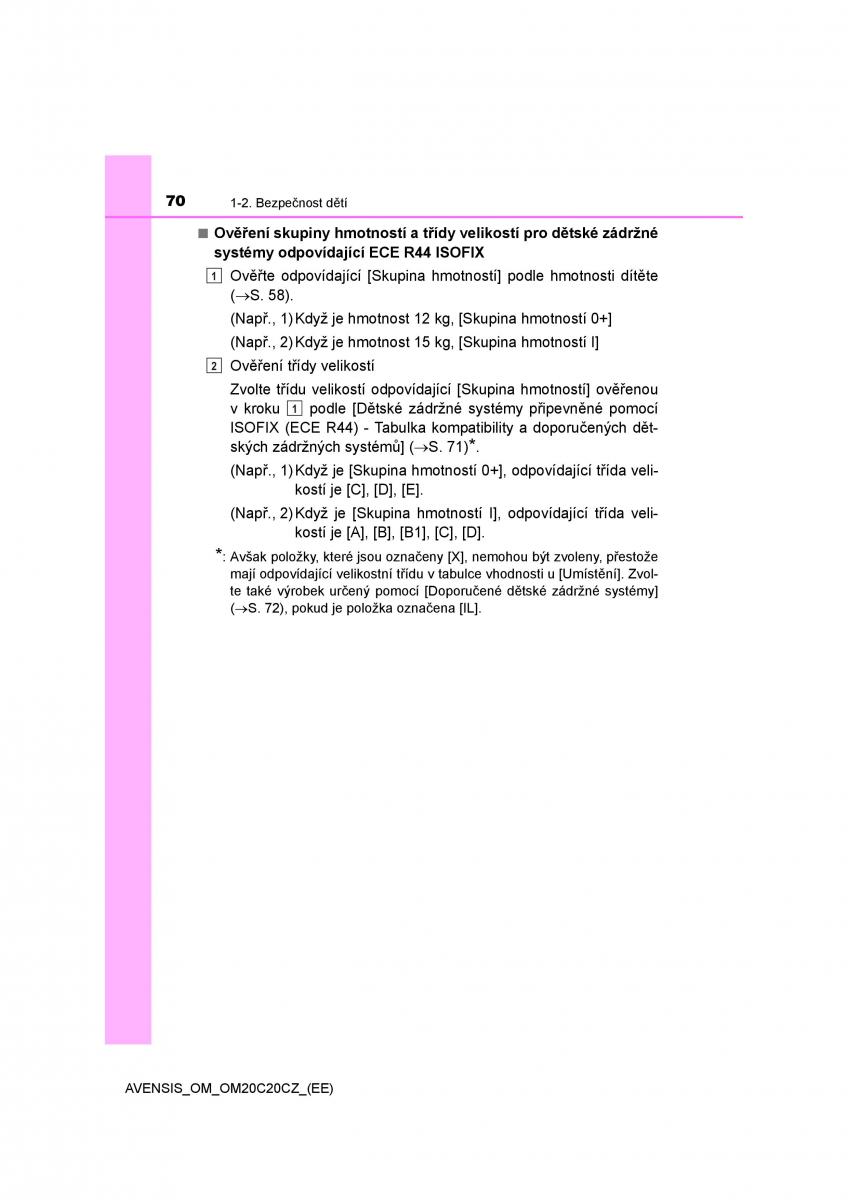 Toyota Avensis IV 4 navod k obsludze / page 70