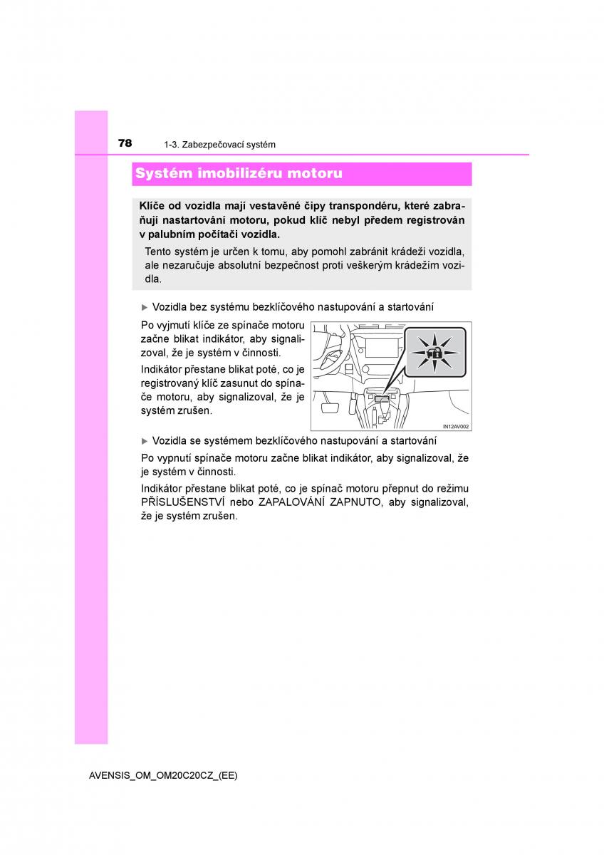 Toyota Avensis IV 4 navod k obsludze / page 78